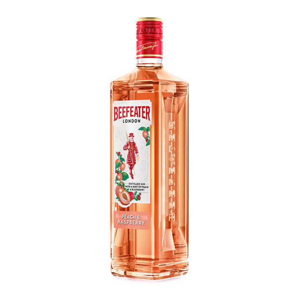 Beefeater Peach Raspberry gin bottle side view 600 600