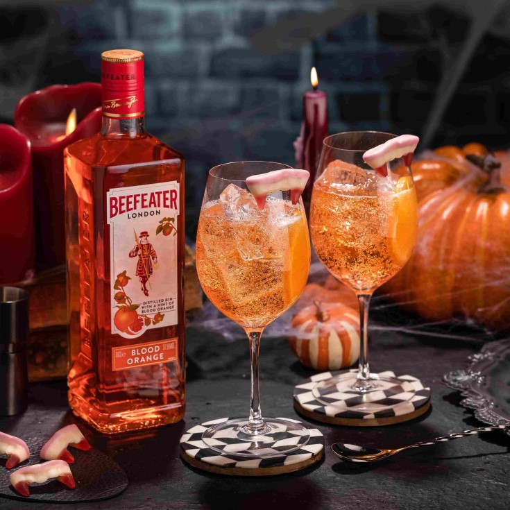 beefeater blood orange gin dracula spritz halloween cocktail recipe